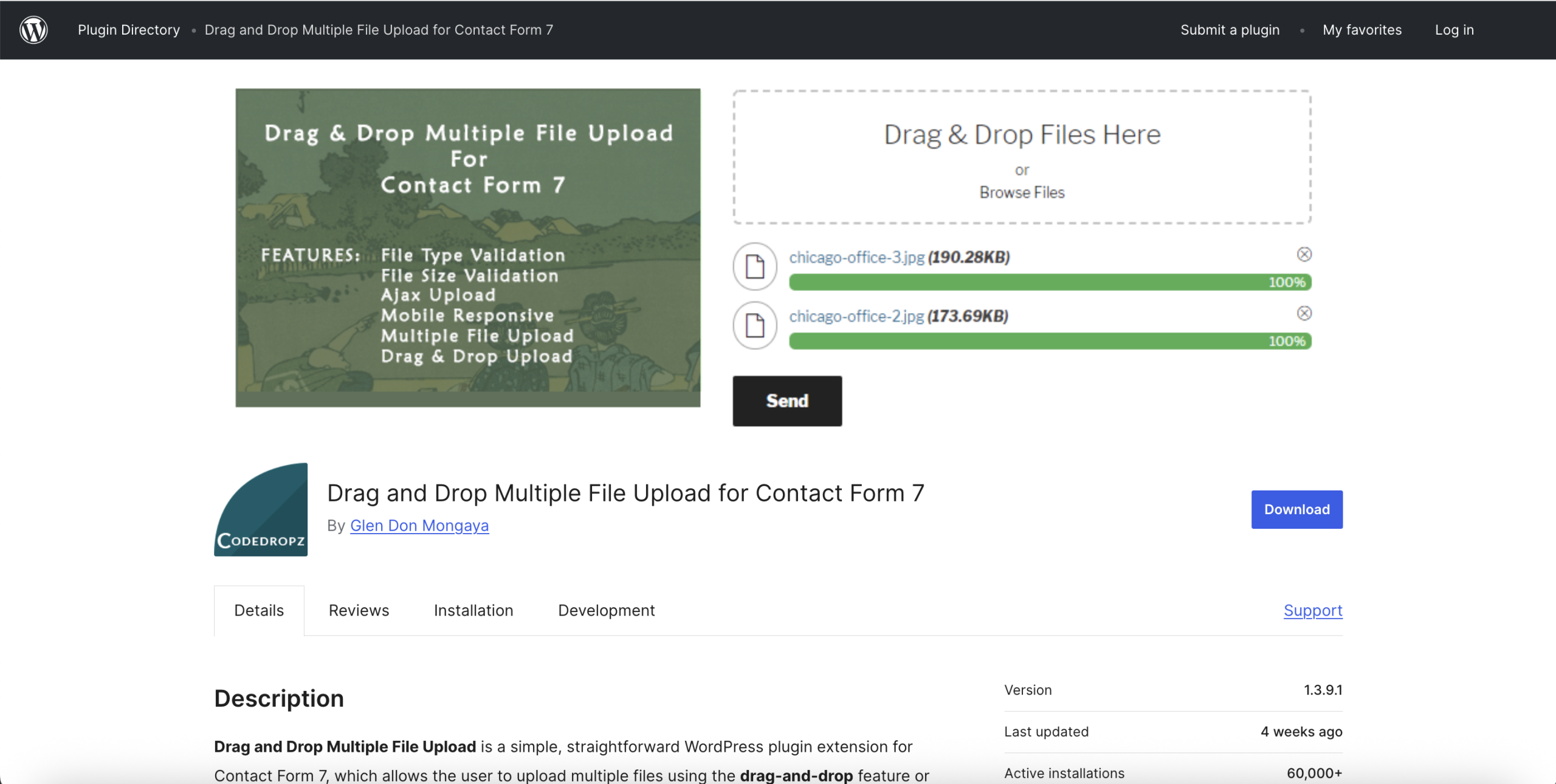 drag & drop multiple file upload - contact form 7